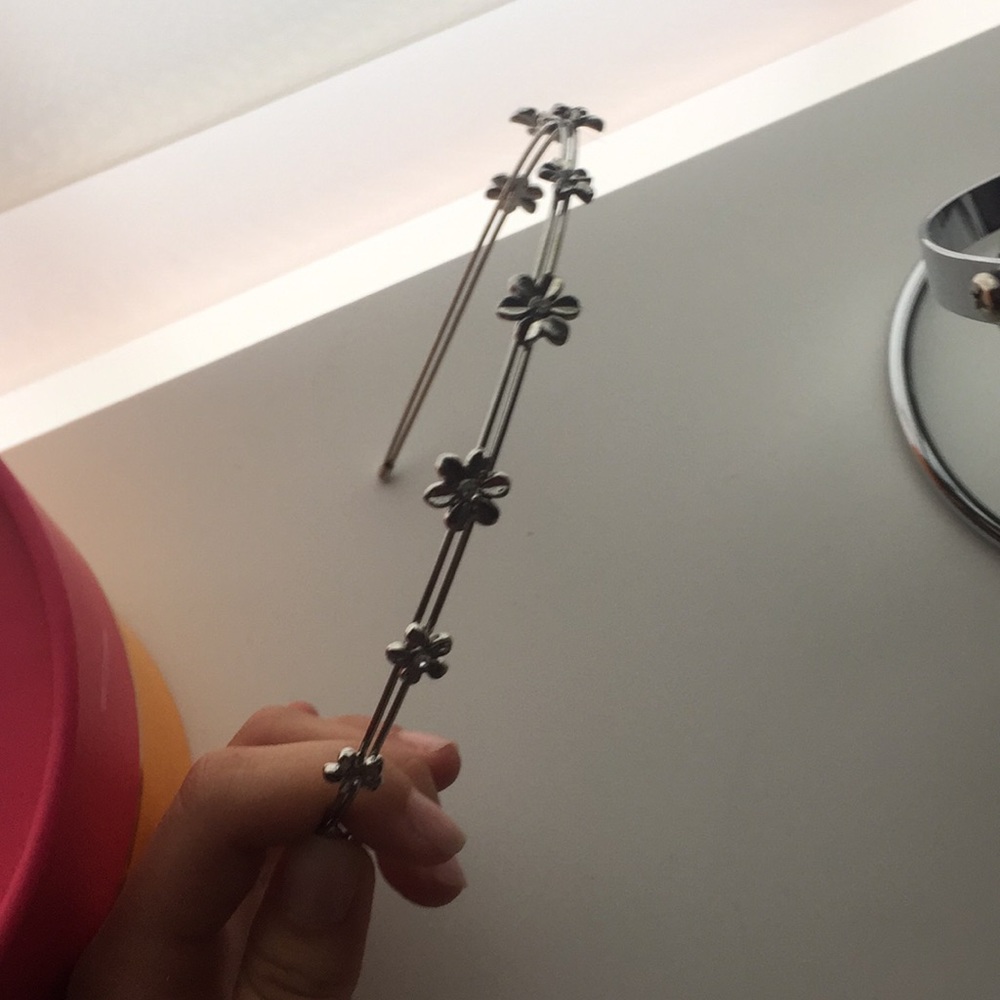 cute silver flower headband
